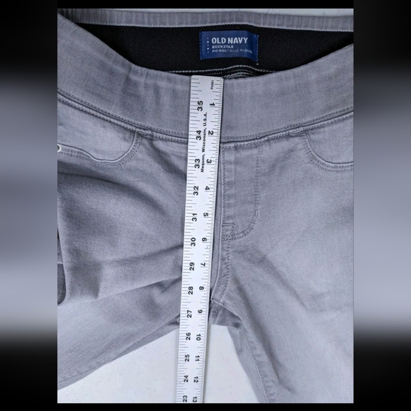 NWT Old Navy Rockstar Mid Rise Pants Pull On 0P Petite Gray P0 - Picture 8 of 8